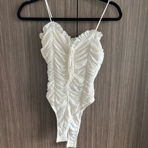 Lace up white bodysuit